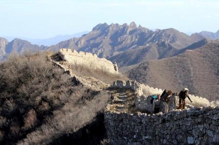 acampando en la gran muralla china